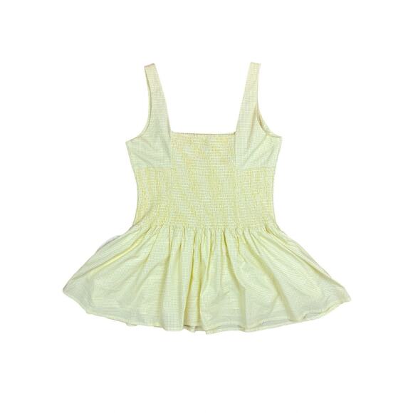 Anthropologie Maeve Smocked Rosette Drop Waist Yellow Mini Dress Size XL